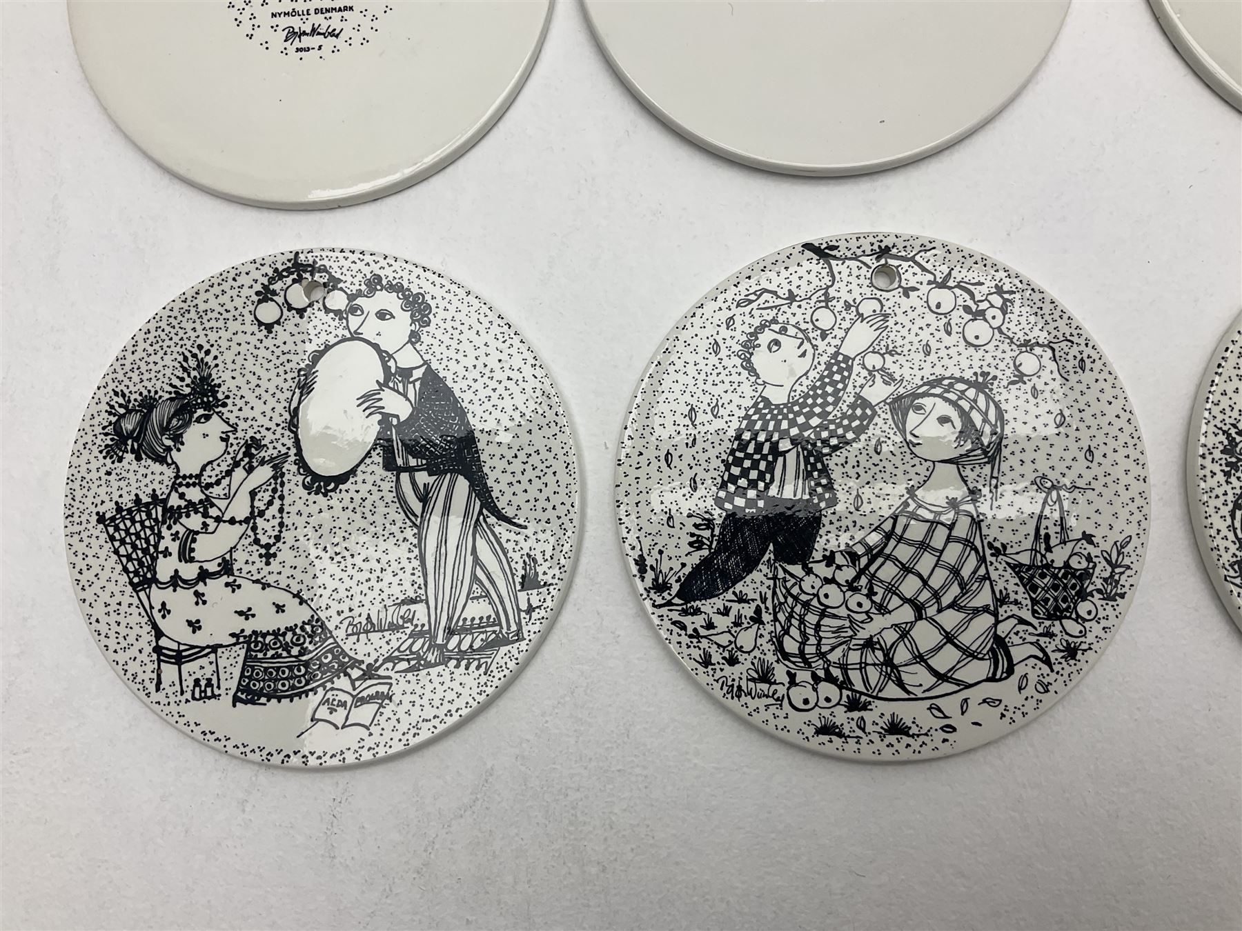 Bjorn Wiinblad for Nymolle Denmark set of twelve calendar wall plaques, D15cm