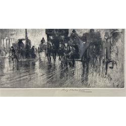 Percy Robertson (British 1869-1934): Liberties Department Store London at Dusk, etching signed in pencil 23cm x 32cm and Willie Rawson (British early 20th century): 'Silverdale', limited edition etching signed in pencil titled verso 27cm x 19cm 