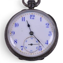 9ct gold cased ladies Rotary wristwatch on expanding gilt strap and a continental silver cased fob watch stamped 935