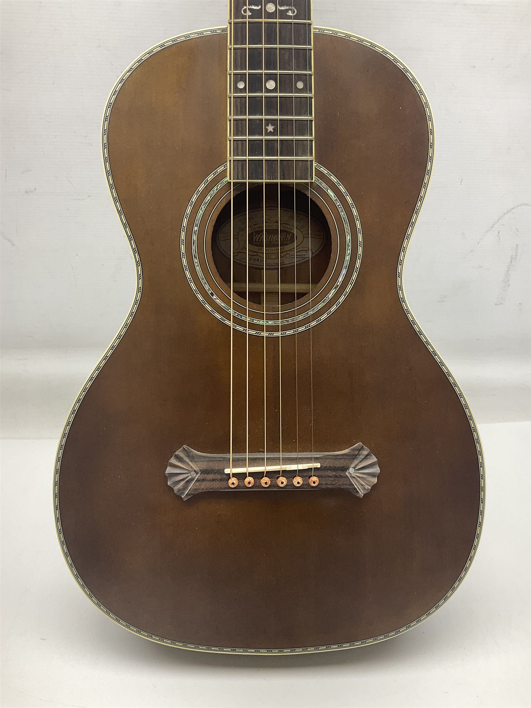 Indonesian crafted re issue of an early Washburn Parlour guitar