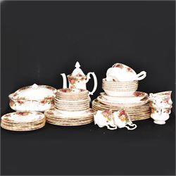 Royal Albert Old Country Roses pattern coffee and dinner service for six, including coffee pot, coffee cups and saucers, dinner plates, side plates, bowls etc 