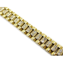 18ct gold diamond bracelet, each link set with two diamonds, 86 in total, hallmarked  