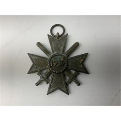 WW2 German Eastern Front Medal awarded to those who served on the German Eastern/Russian Front during the Winter Campaign period of 15th November 1941 to 15th April 1942 with original ribbon; and German War Merit Cross with swords 2nd Class (2)