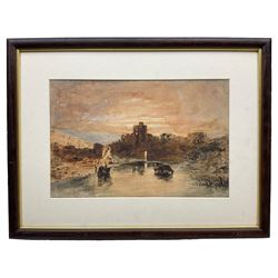 After Joseph Mallord William Turner (British 1775-1851): 'Norham Castle at Sunset', watercolour unsigned 23cm x 35cm