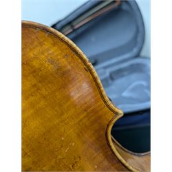 20th century violin, bearing label for Antonius and Hieronymus Amati, with bow stamped G. Werner, contained within fitted case