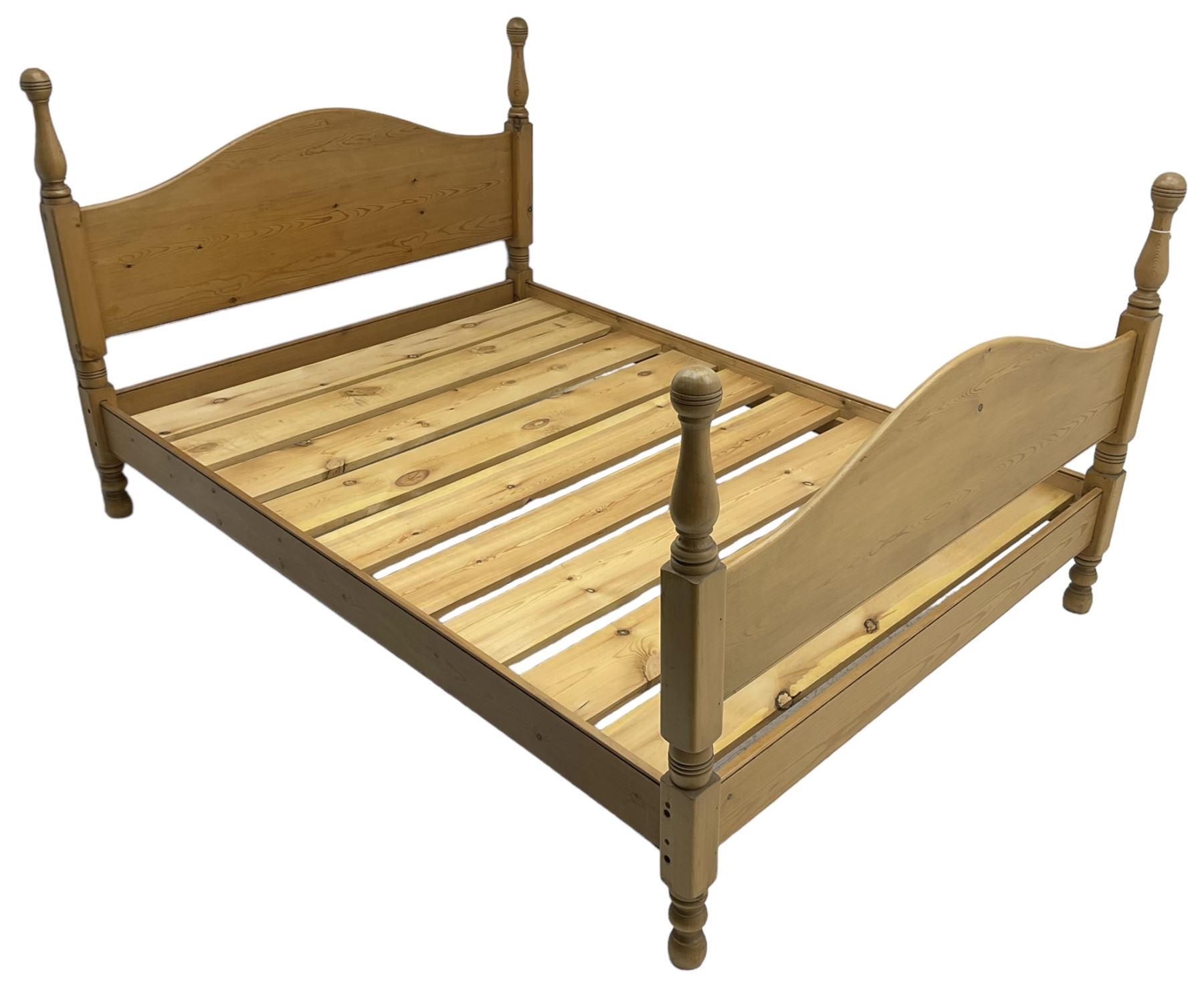 Waxed pine 4' 6'' double bedstead Furniture, Rugs & Interiors