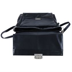Black soft leather fitted brief case with shoulder strap W40cm, H30cm