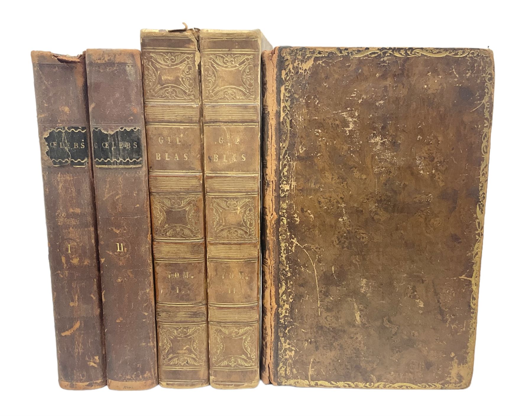  Coelebs; In Search of a Wife, fifth edition in two leather bound volumes London 1809, together with Tome Troisieme; Histoire De Gils Blas De Santillane, two leather bound volumes Paris 1831 and Dramatic Miscellanies one leather bound volume London 