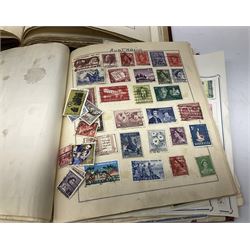 Great British and World stamps in two albums and loose including Queen Elizabeth II pre-decimal, Australia, Belgium, Italy, Hungary, South Africa, Germany, Gibraltar, Norway, Canada, New Zealand etc