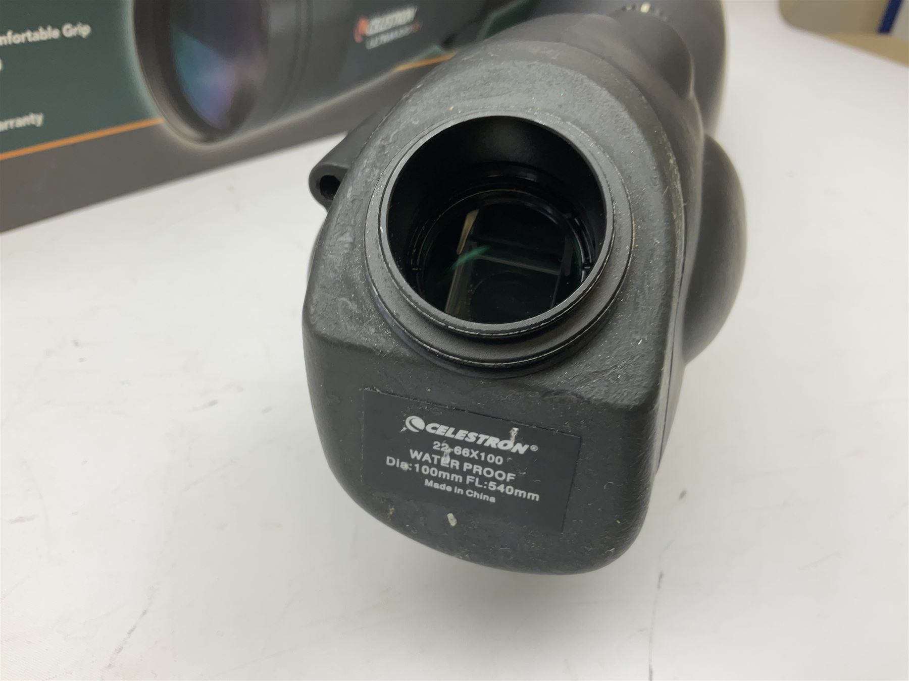Celestron Ultima 100ED zoom spotting scope, model no. 52253, carrying case, instruction manual and in original box