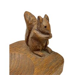 'Squirrelman' oak ashtray, carved with squirrel signature, by Wilf Hutchinson of Husthwaite 