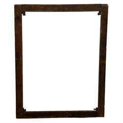 19th century giltwood and gesso moulded picture or mirror frame, the arched cresting rail mounted by central cartouche decorated with foliate scrolls and fruit, the outer frame decorated with scalloped edge and shell mouldings, trailing foliage with flower head and fruit to the central band, egg and dart moulded inner slip