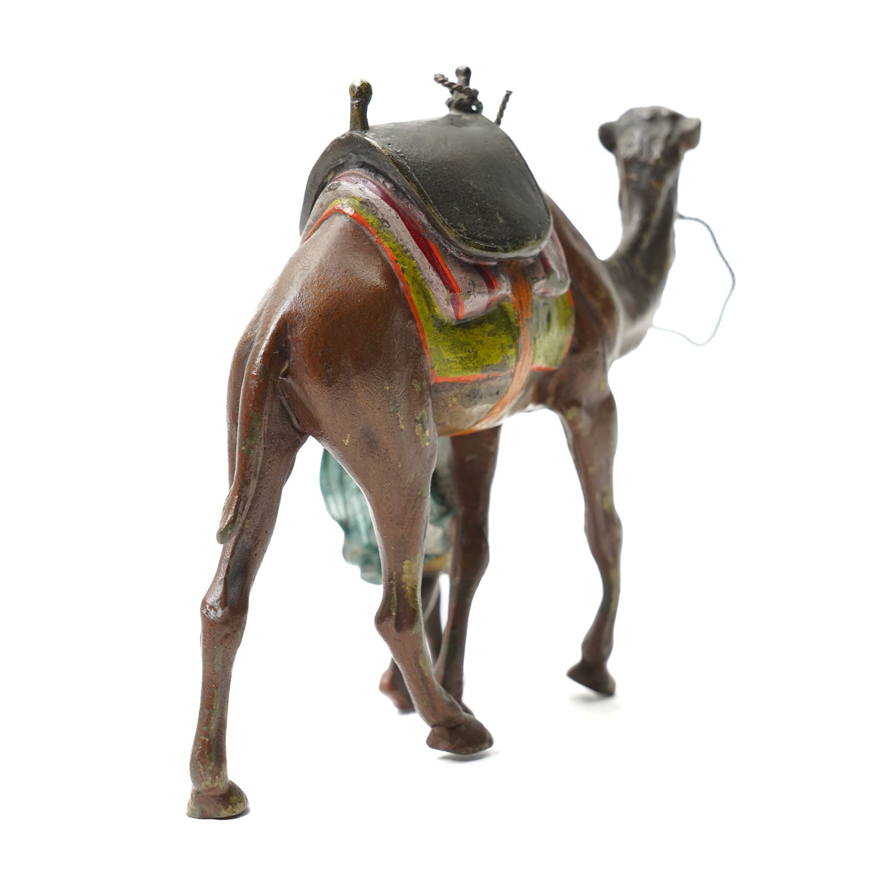 After Bergmann - Austrian School (20th Century) cold painted bronze of a Bedouin leading a camel L16cm