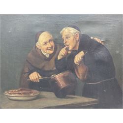 German School (19th century): Monks Tasting the Stew, oil on canvas unsigned 38cm x 50cm