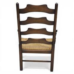 Country ladder back armchair and matching stool