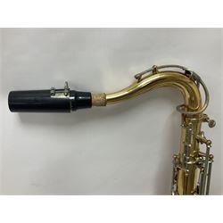 Earlham Tenor saxophone with mouthpiece in a fitted velvet lined hard case
