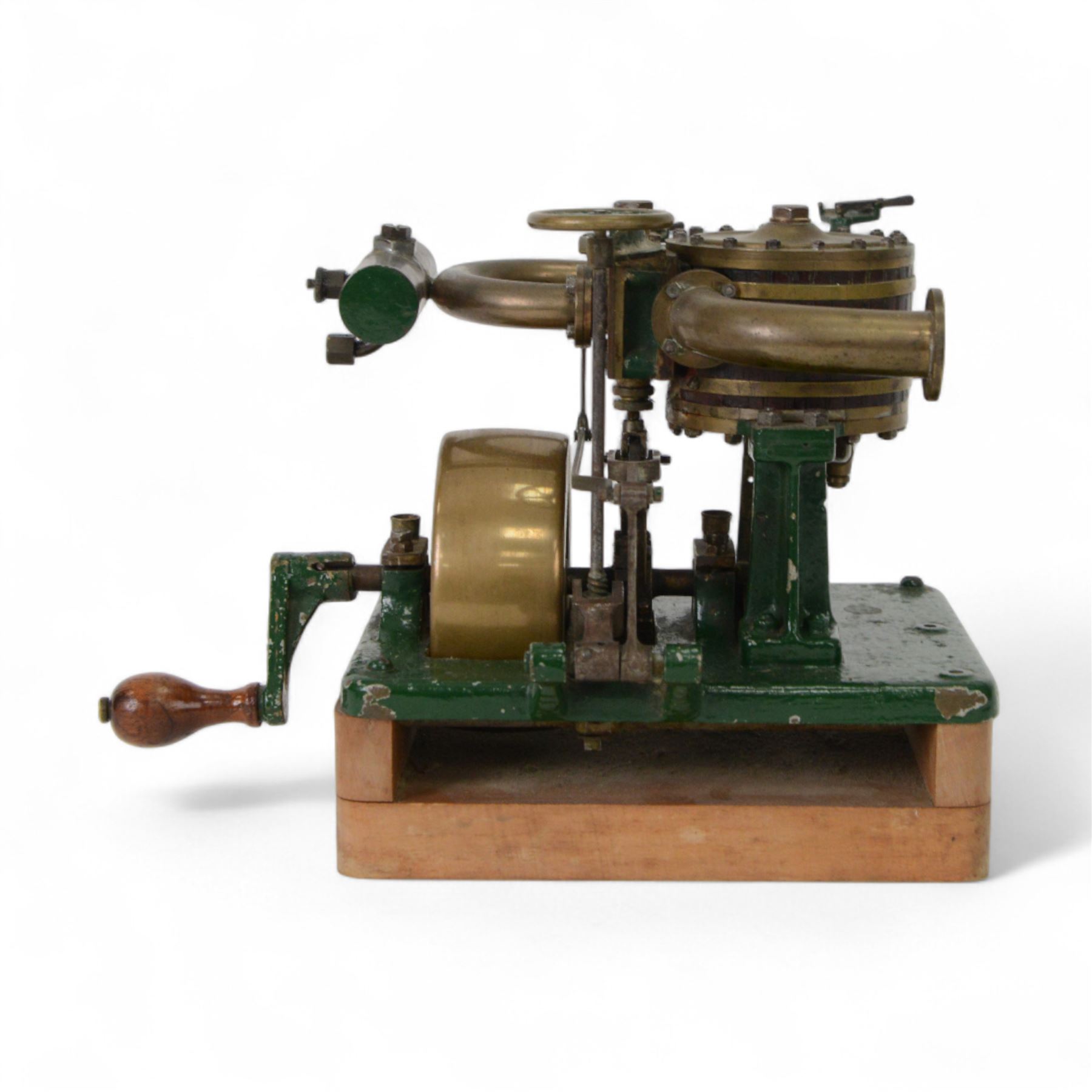 Scratch built single cylinder stationary steam engine, with Stephenson's link motion, circa 1900, H16cm