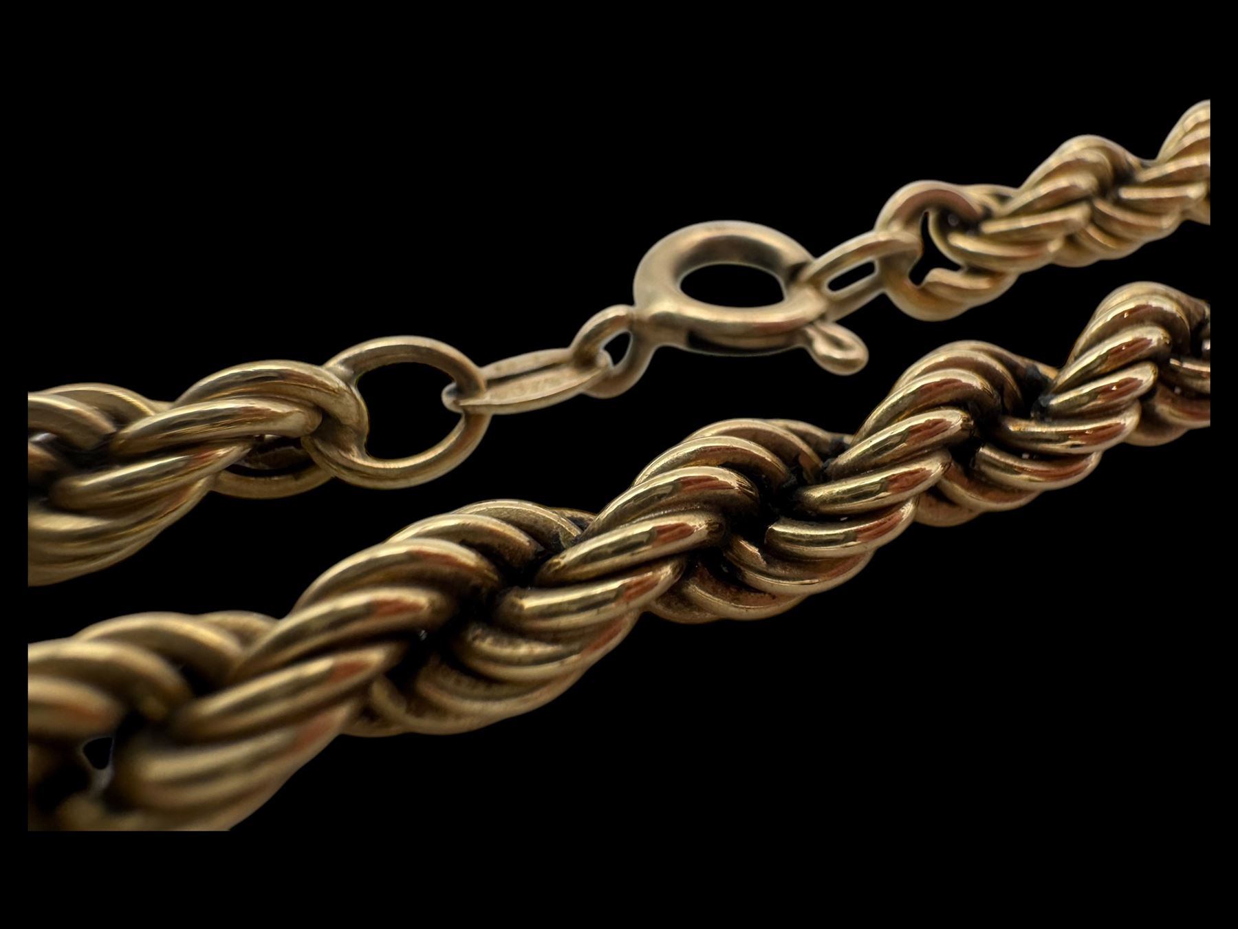 9ct gold rope twist necklace chain, hallmarked