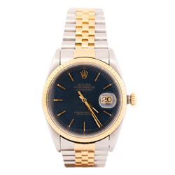 Rolex Oyster Perpetual Datejust gentleman's stainless steel and gold automatic wristwatch,...