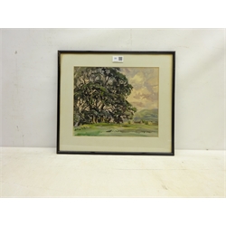  Fred Lawson (British 1888-1968): Trees at Castle Bolton, watercolour signed, titled verso 25cm x 30cm  DDS - Artist's resale rights may apply to this lot    