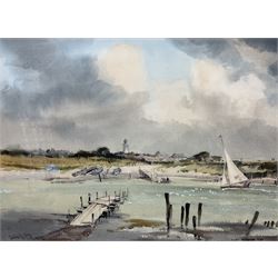 Leslie L Hardey Moore (British 1913-1976): 'Southwold from the River', watercolour signed, titled verso 35cm x 48cm