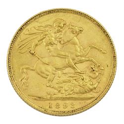 Queen Victoria 1893 gold full sovereign coin