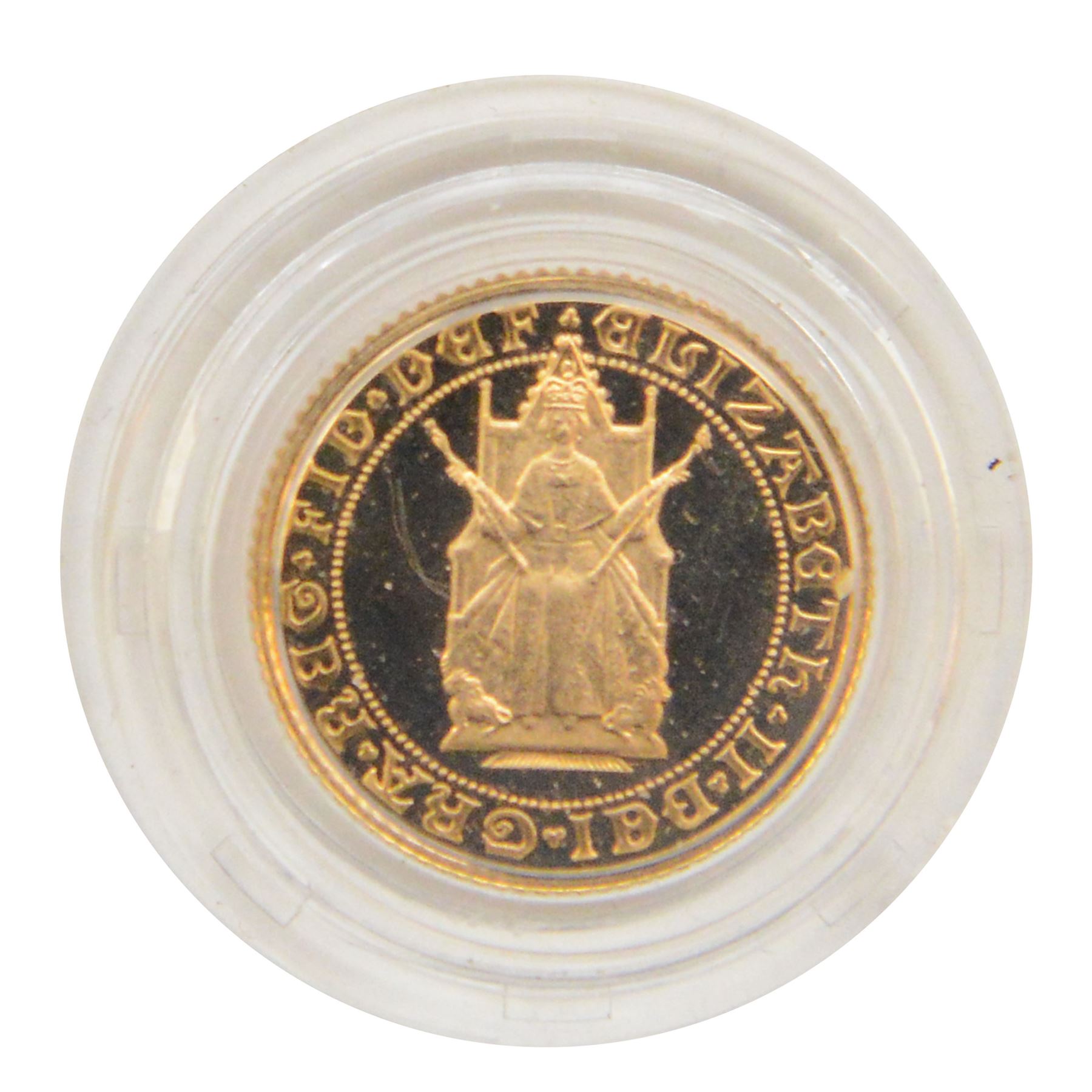 Queen Elizabeth II 1989 '500th Anniversary of the First Gold Sovereign' gold proof half sovereign coin, cased with certificate