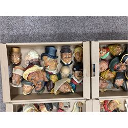 Large collection of Bossons plaster wall-masks, including including fisher man, cowboys, native Americans, etc, in four boxes 