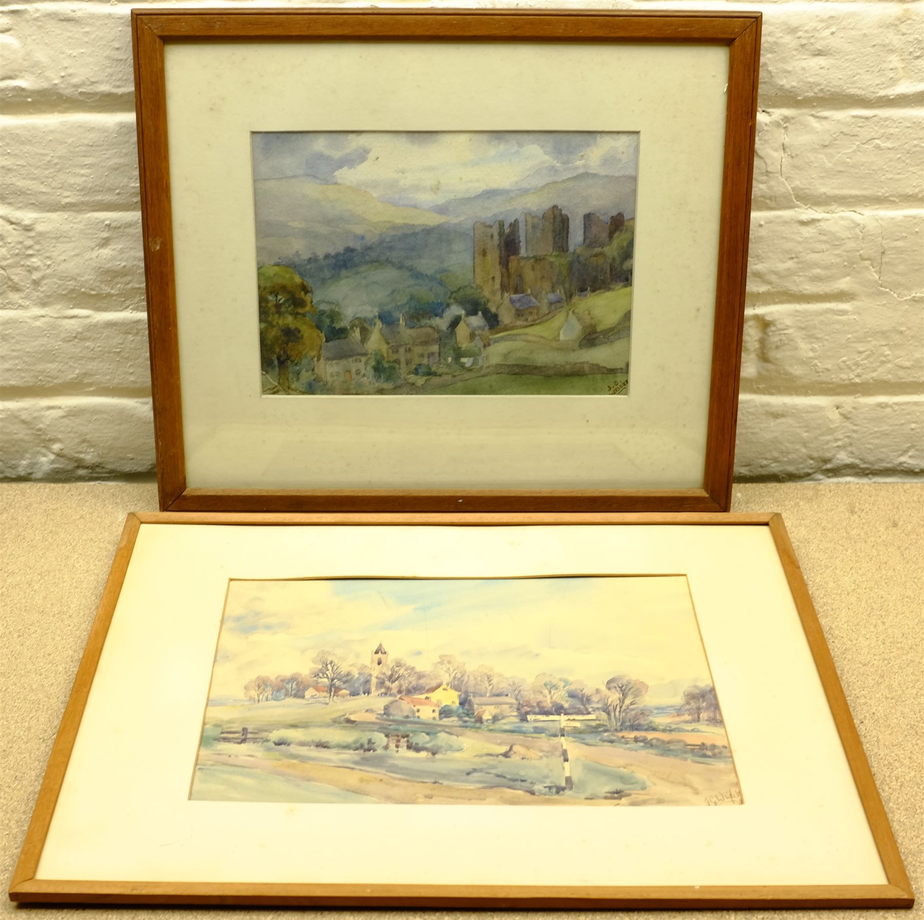 J G Wright (British 20th century): Castle Bolton and Yorkshire Village, two watercolours signed 26cm x 36cm and 22cm x 31cm