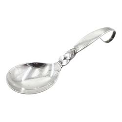 Danish silver spoon cactus design with loop handle, inscribed verso ' 16 April 1949' by Georg Jensen & Wendel A/S, stamped sterling