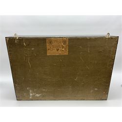 Taxidermy: pair of Green Wing Teal Ducks (Anas Carolinensis), hen and drake, in naturalistic setting, detailed with rockwork and long grasses, set against a painted light blue backdrop, encased within an ebonised single pane display case, with taxidermist paper label verso detailed E Allen & Co No 20 Stonegate York, H47cm L68.5cm D18.5cm