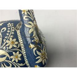 Swiss Thun pottery teapot and cover, decorated with edelweiss flowers, H16cm