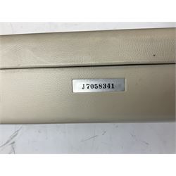  Brother cased knitting machine model KH-890 together with Brother Ribbing attachment model KH-850, knitting machine yarn cones in assorted colours, selection of knitting patterns etc