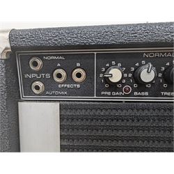 1970s Peavey 2 x 12 BW Mace guitar amplifier, serial no. 9A-468240, with a Peavey four-button Automixer foot pedal, H51cm, W67cm