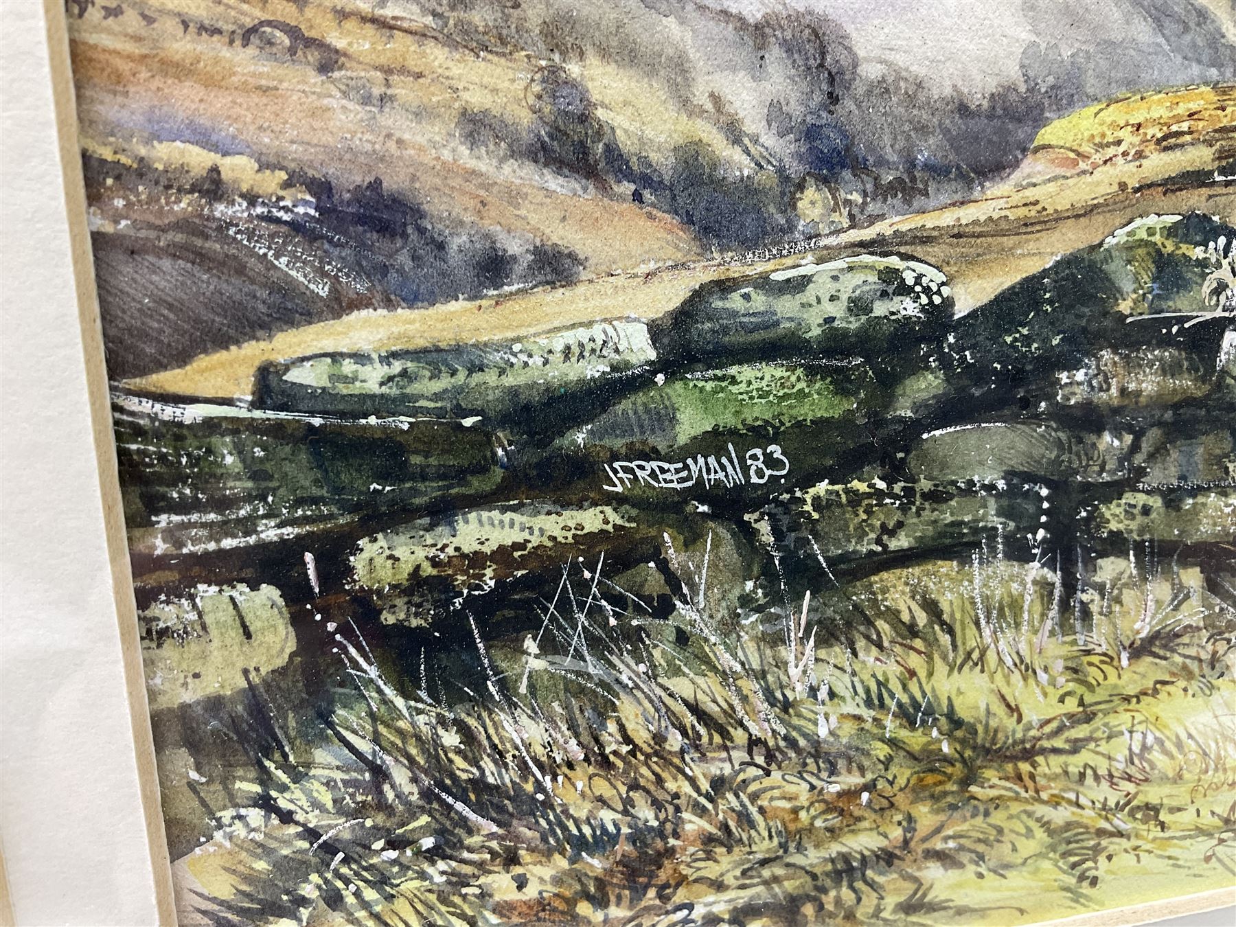 John Freeman (British 1942-): Yorkshire Moors Landscapes, two watercolours signed and dated '83 together with a signed print after the artist max 27cm x 28cm (3)