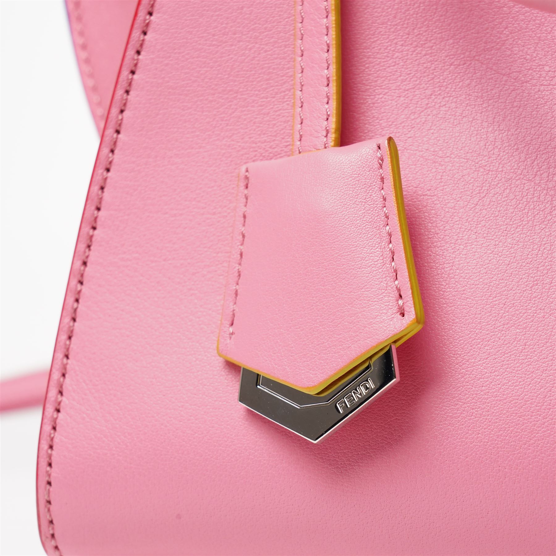 Fendi - ‘3Jours’ Mini Bag, from the Resort 2016 collection, in Wanita pink calfskin leather with blue, red and lime green trimming and silver-tone hardware, with twin top handles and detachable shoulder or crossbody strap, unused with original dust bag
