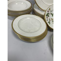 Wedgwood 'Tiger Lily' pattern dinner wares to include two lidded tureens and six dinner plates, Royal Worcester dinner plates and side plates in the 'Viceroy' pattern, Wedgwood 'Wild Strawberry' plates