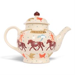 Emma Bridgewater teapot, in the Giffords Circus 2000-2020 Anniversary pattern and Collectors Club jug of year 2008, teapot H22cm 