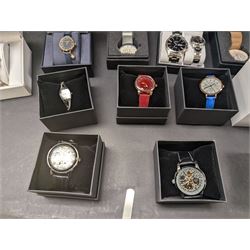 Collection of wristwatches including Accurist chronograph, Gamages automatic, six Krug-Baumen diamond, Minster, Halcyon Days, Seconda, Lorus etc