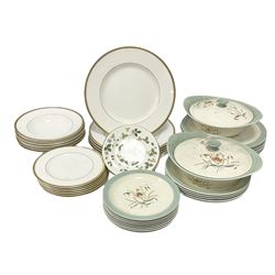 Wedgwood 'Tiger Lily' pattern dinner wares to include two lidded tureens and six dinner plates, Royal Worcester dinner plates and side plates in the 'Viceroy' pattern, Wedgwood 'Wild Strawberry' plates