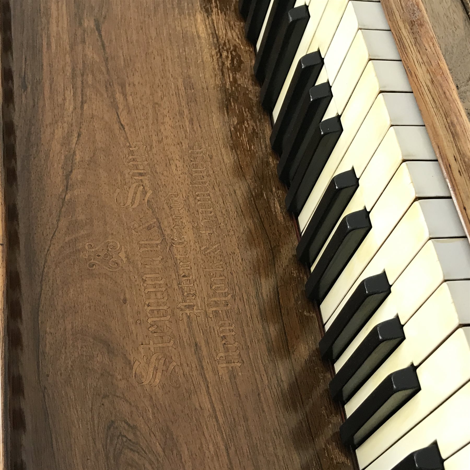 Steinway & Sons - Victorian rosewood cased grand piano, model 'O', iron framed and overstrung, serial no. '93958', circa. 1897, pierced scrolling music rest, turned and fluted supports with recessed castors, L187cm, W143cm, H99cm 