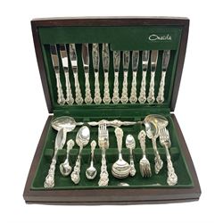 Case canteen of Oneida Community silver plated cutlery in the Mansion House pattern, sixty piece canteen