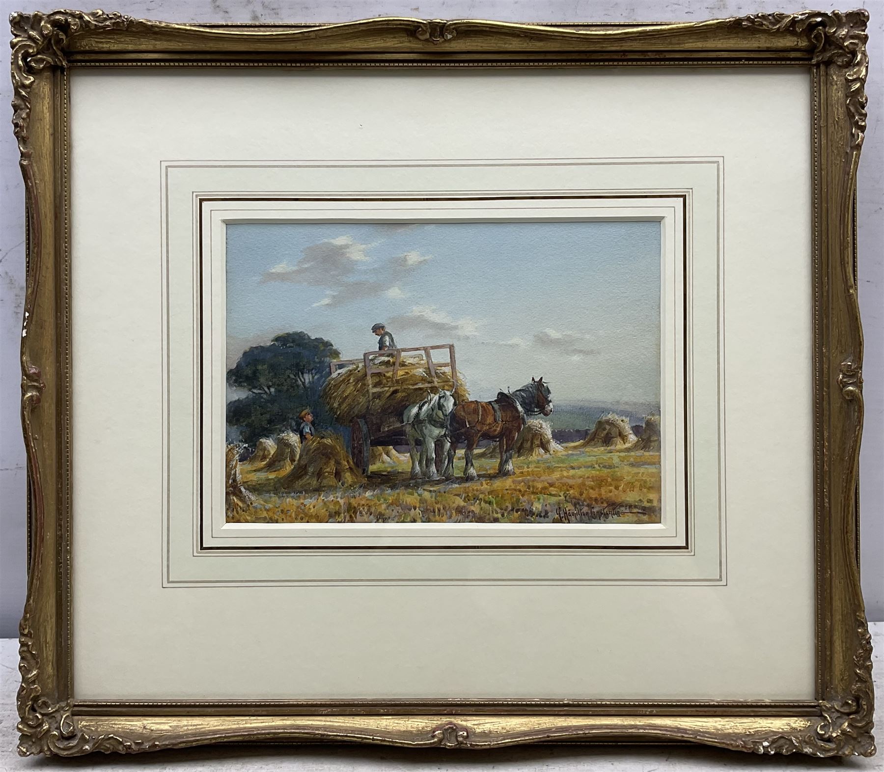 George Hamilton Constantine (British 1878-1967): Harvest Time, watercolour signed 17.5cm x 25cm
