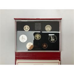 Five Royal Mint United Kingdom proof coin collections dated 1983, 1984, 1985, 1986 and 1987, all cased with certificates