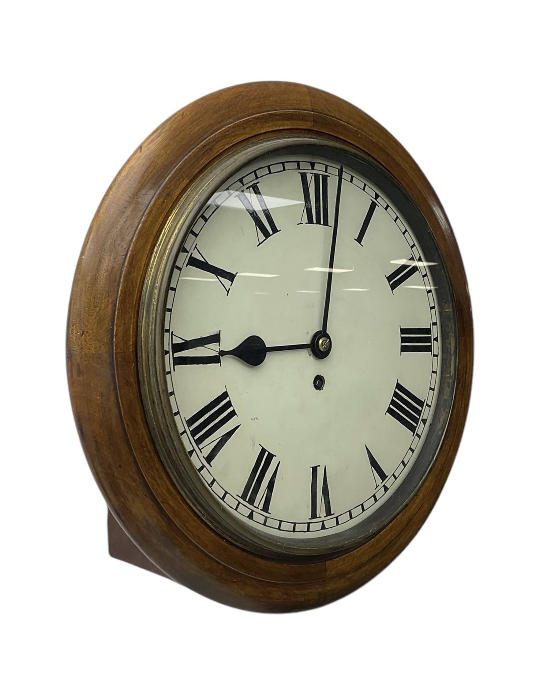 English - Early 20th century 8-day oak cased wall clock c1920, with a spun bezel and 12