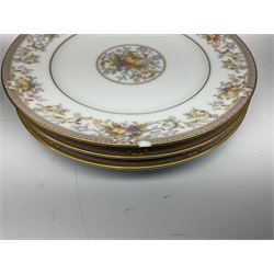 Noritake Ireland tea and dinner wears, comprising of teapot, milk jug, covered sucrier, seven teacups and saucers, seven dessert plates, six dinner plates, seven side plates, five bowls two serving dishes, one lidded tureen and a gravy boat and dish