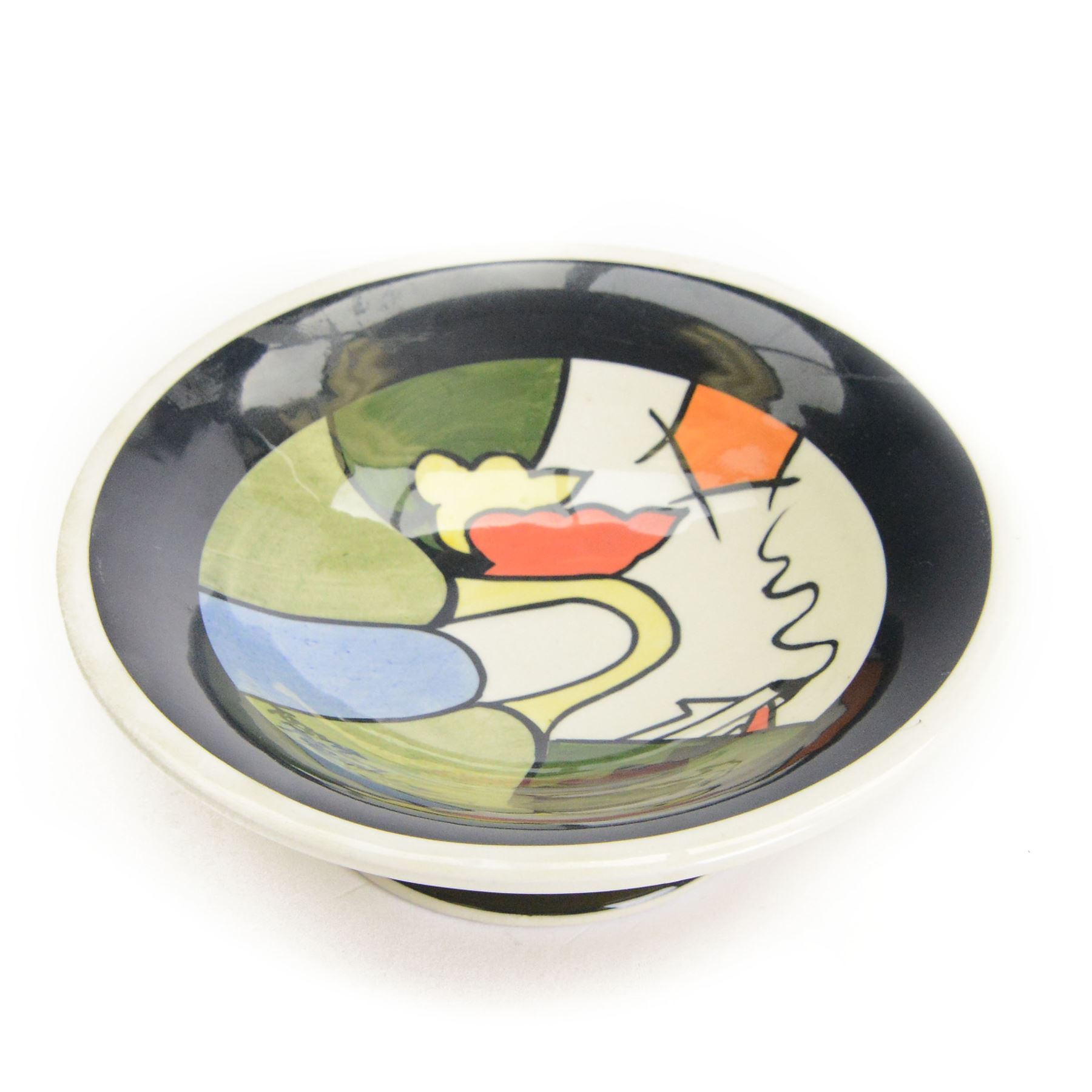 Lorna Bailey Old Ellgreave Pottery, Bridge and Stream pattern comport, H6cm D16cm