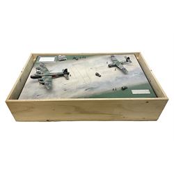 Diverse Images Aircraft Collection hand crafted English pewter model of a Stirling Airborne Assault Diorama with Horsa MKI and Stirling MKIV aircraft; 1:144 scale, signed Mike Daucey; limited edition plaque No.16/50; 36 x 60cm; in wooden box