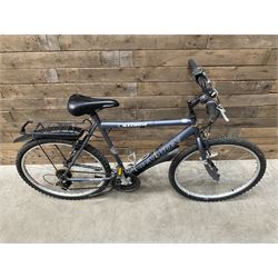 Three bicycles- man’s Falcon Storm 18 speed mountain bike; lady’s Dawes Sonoran 24 speed road bike; child’s Apollo 18 speed bike (3)