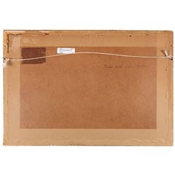 Thomas Walter Wilson (British 1851-1912): Fishermen By the River, watercolour faintly signed 16cm x 34cm;W Smith (British 19th Century): Forest Path, oil on canvas signed and dated '70, 19cm x 39cm (2)